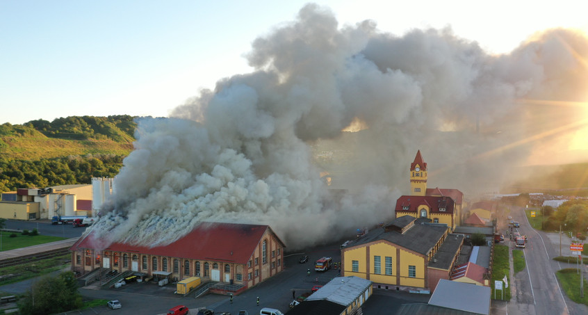 Großbrand auf Bergwerksgelände in Bleicherode